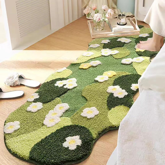 Cozy Moss Green Forest Irregular Shaped Rug