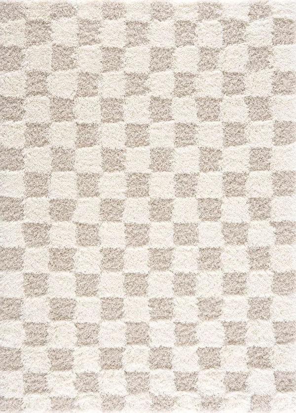 Contemporary Checkered Shag Rug