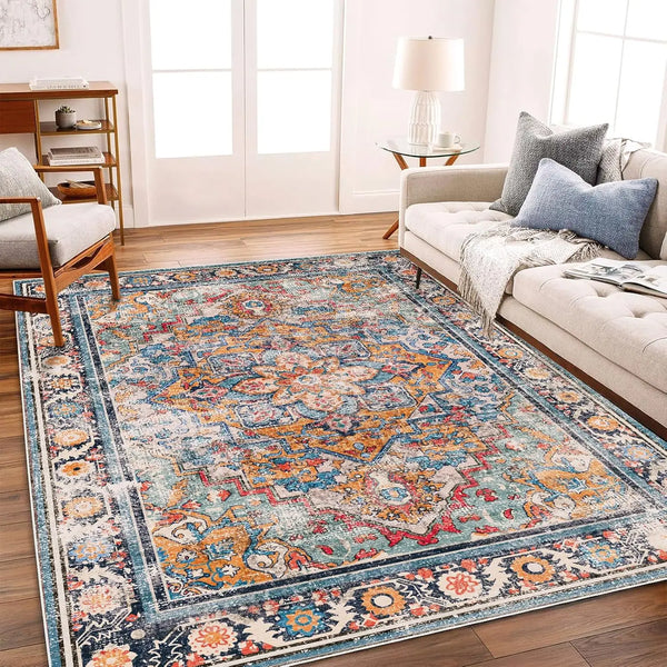 Medallion Distressed Design Boho Gabbeh Rug