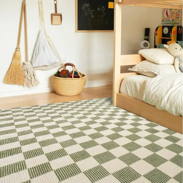 Easy-Clean Checkered Rug