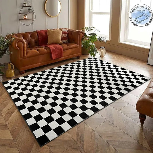 Retro Checkered Washable Rug