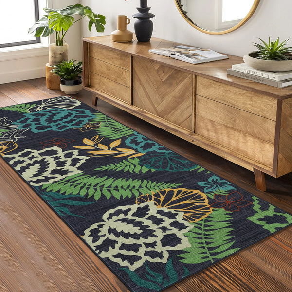 Comfy Floral Hallway Runner Washable Rug